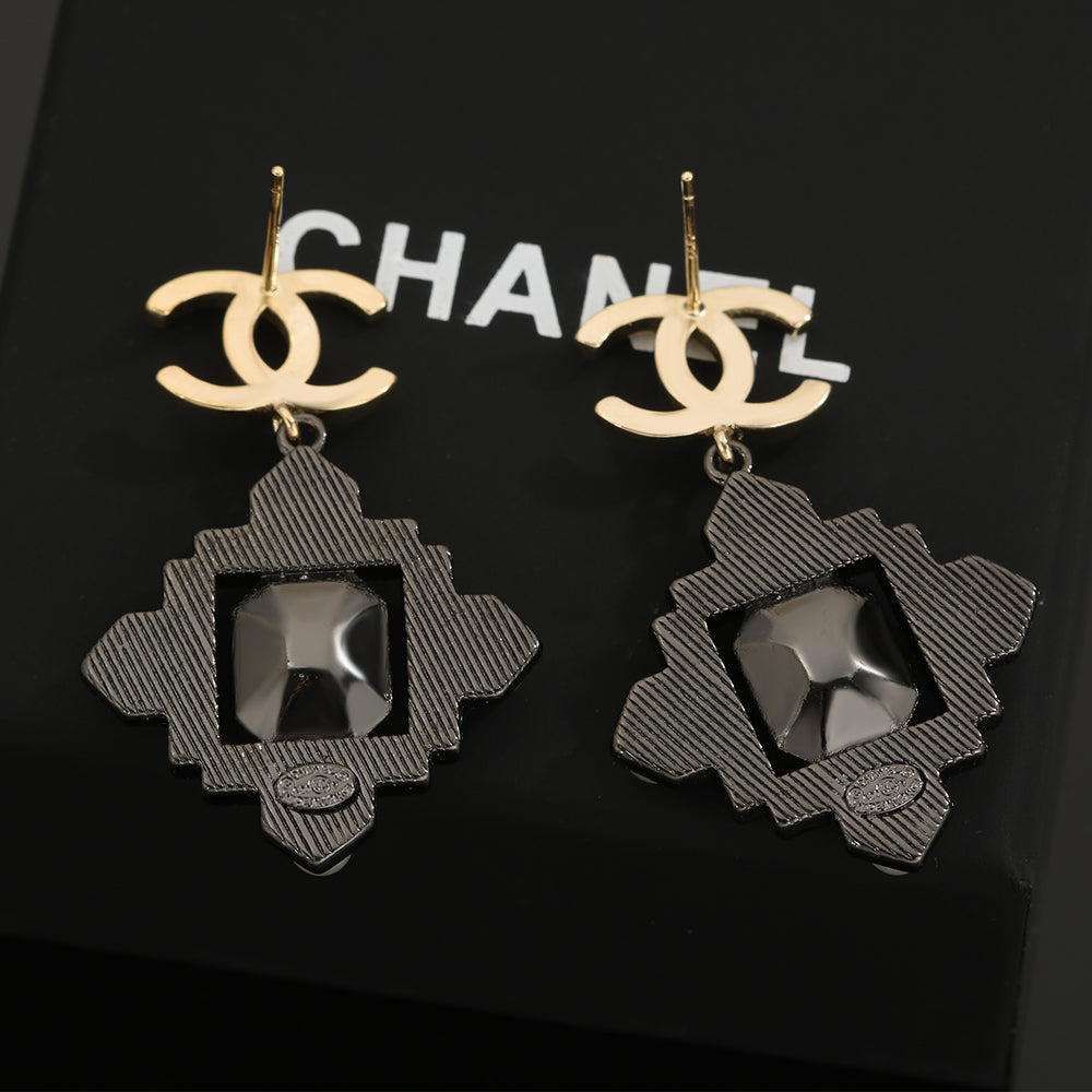 Chanel Crystal 18K Gold Earrings