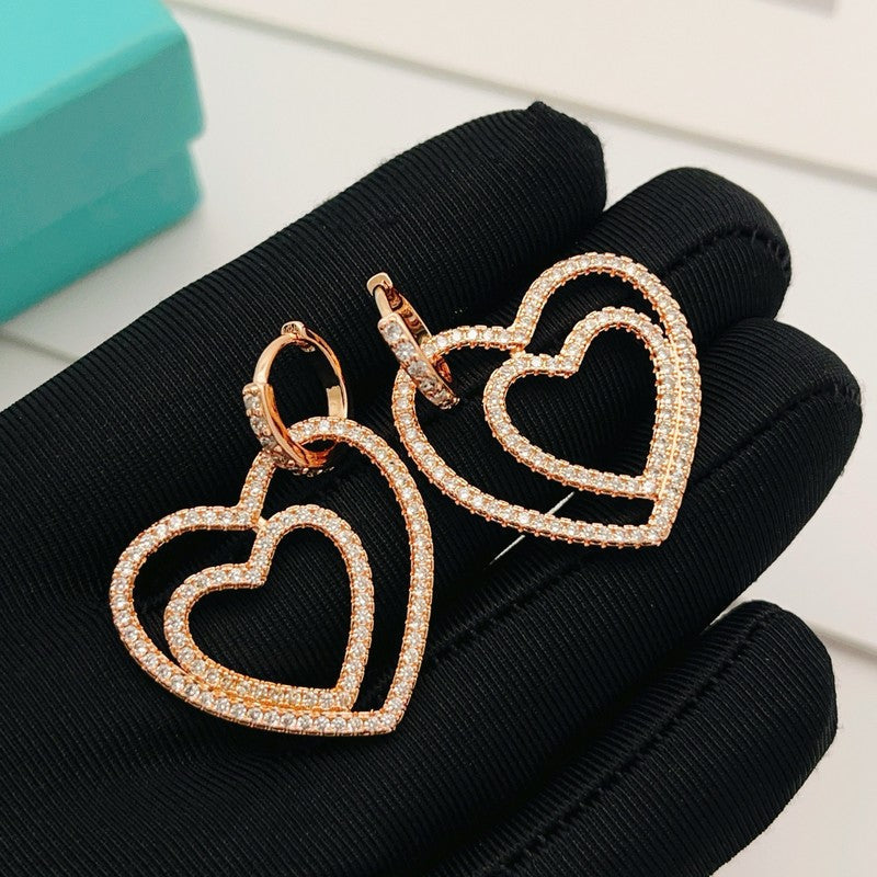 Tiffany Heart Diamond 18K Gold Earrings