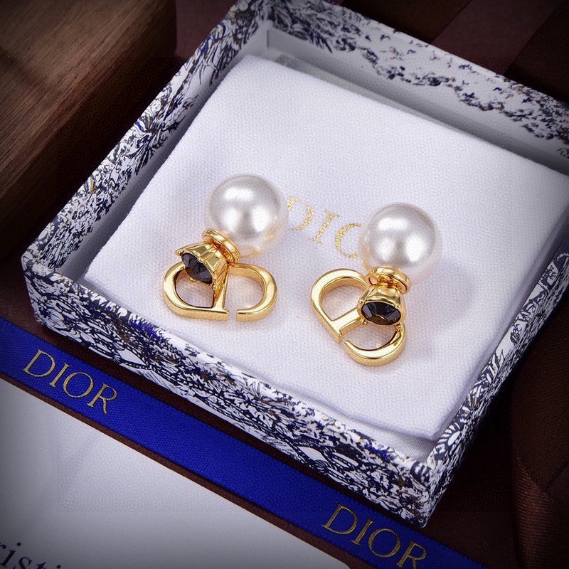 Dior Tribales Black Crystal 18K Gold Earrings