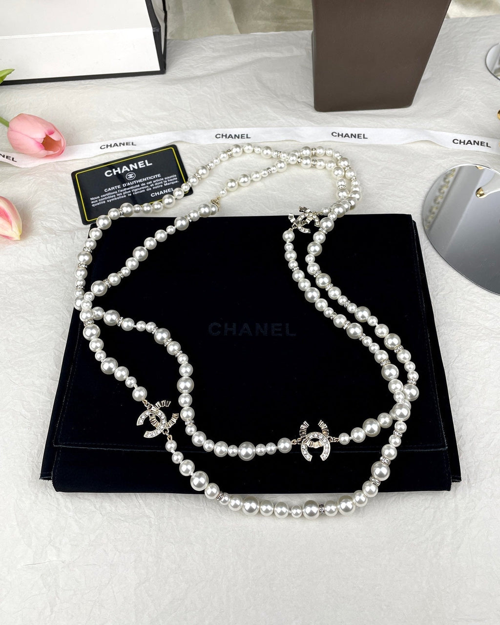 Chanel Pearls Long 18K Gold Necklace