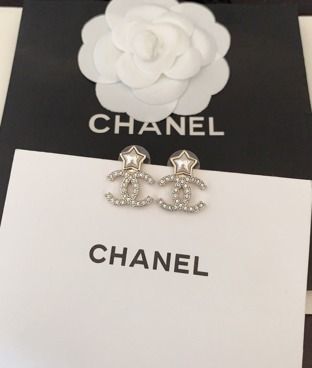 Chanel Star Crystals 18K Gold Earrings