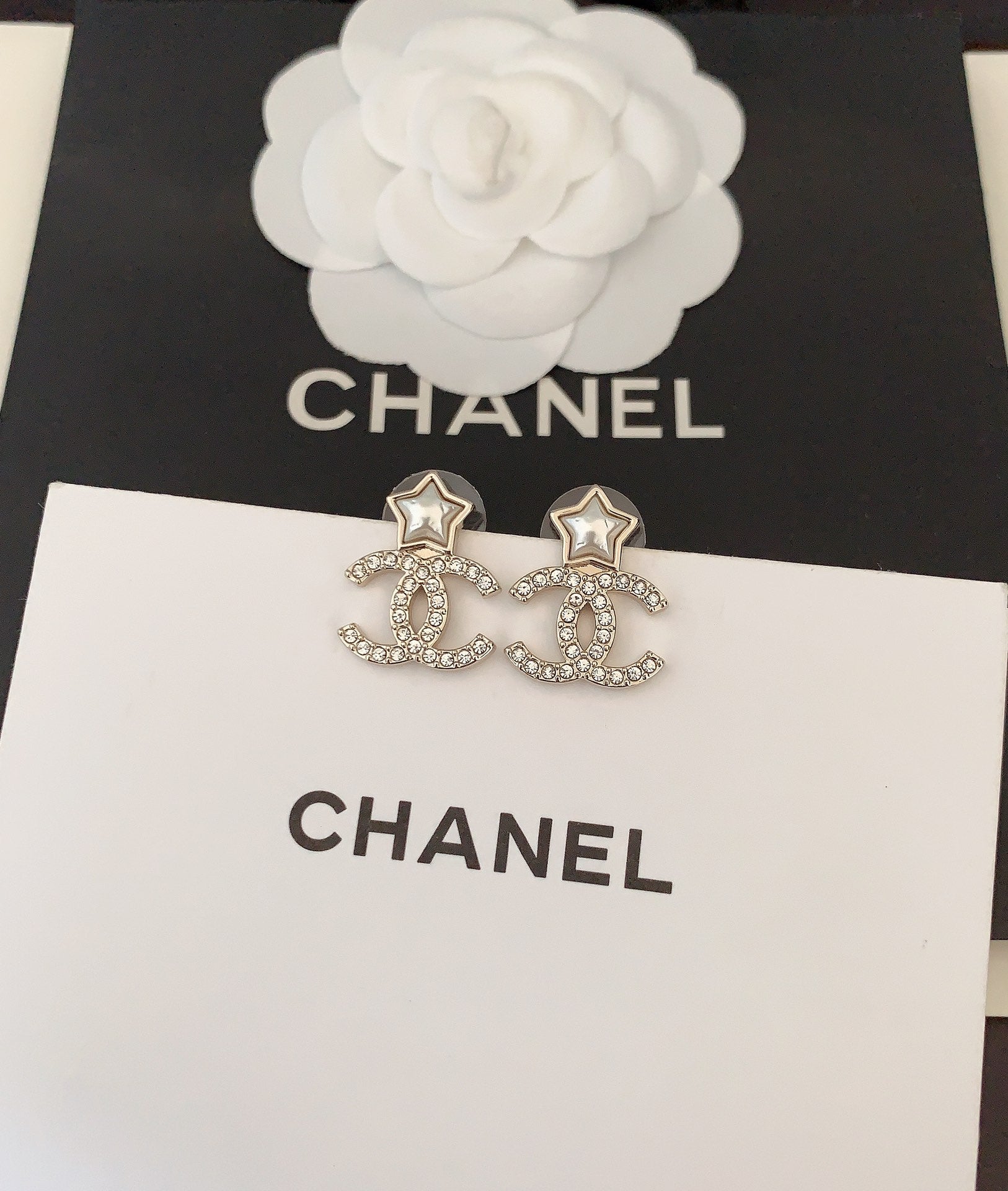 Chanel Star Crystals 18K Gold Earrings