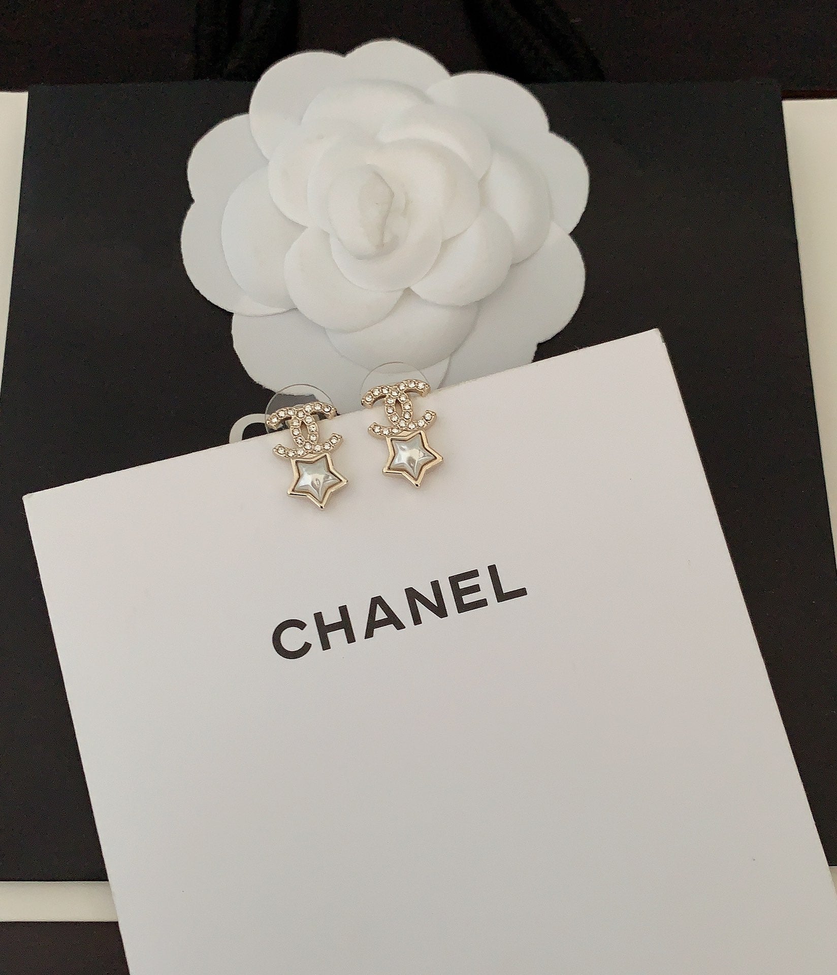 Chanel Star Crystals 18K Gold Earrings