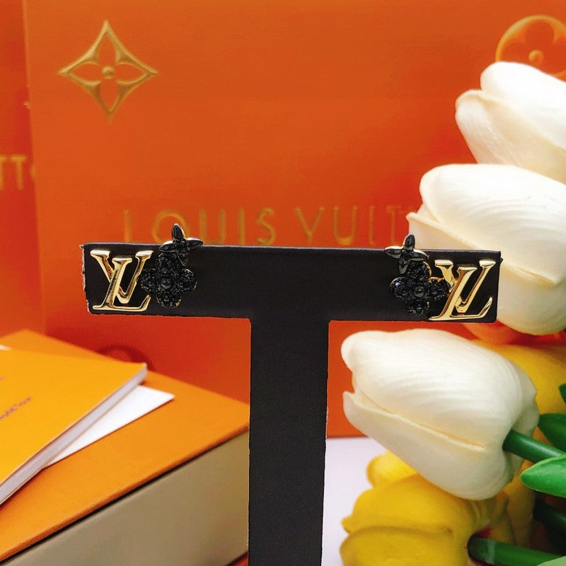 Louis Vuitton Black Blossom 18K Gold Earrings