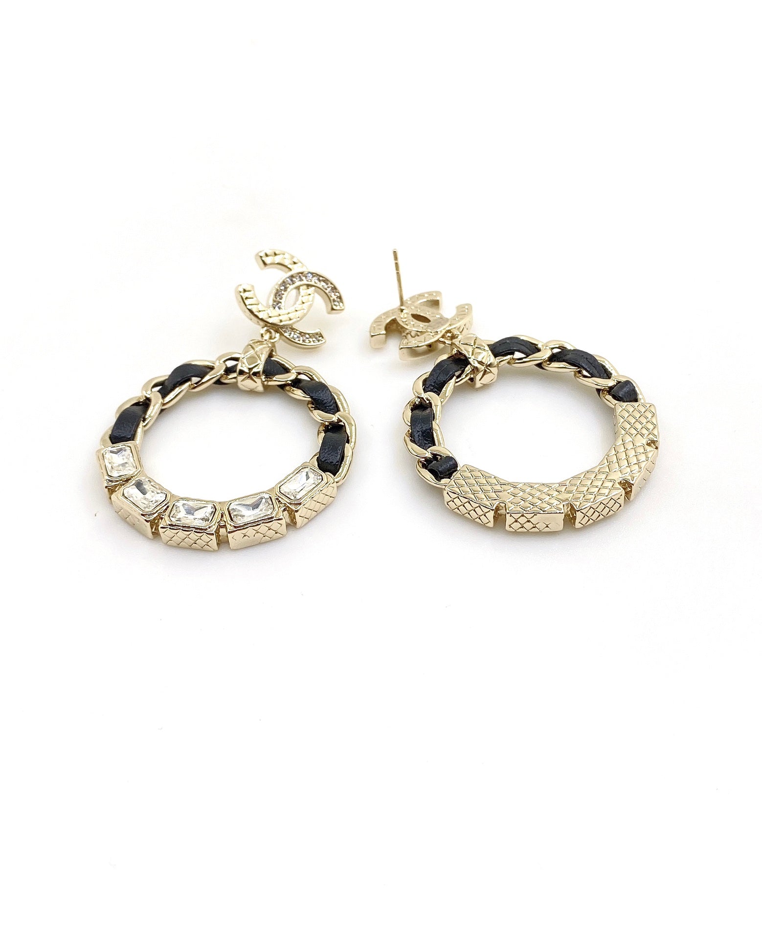 Chanel Round Crystals 18K Gold Earrings