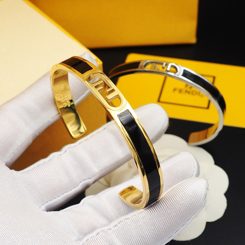 Fendi Open Cuff 18K Gold Bracelet