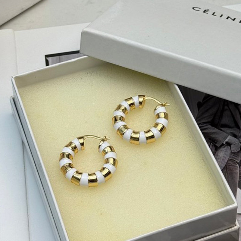 Celine Pearl Round Gold 18K Gold Earrings