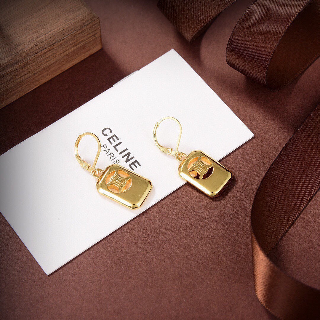 Celine Square Hoops 18K Gold Earrings