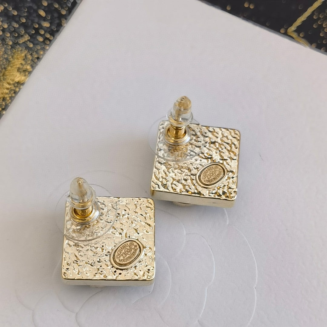 Chanel Blue Resin 18K Gold Earrings