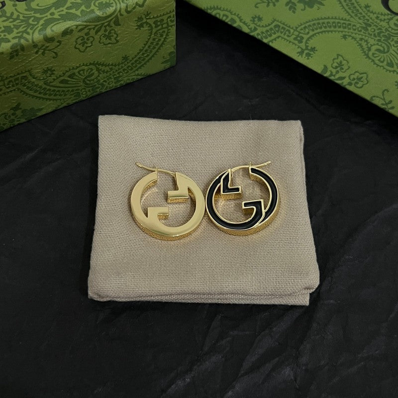 Gucci Double Color Hollow 18K Gold Earrings