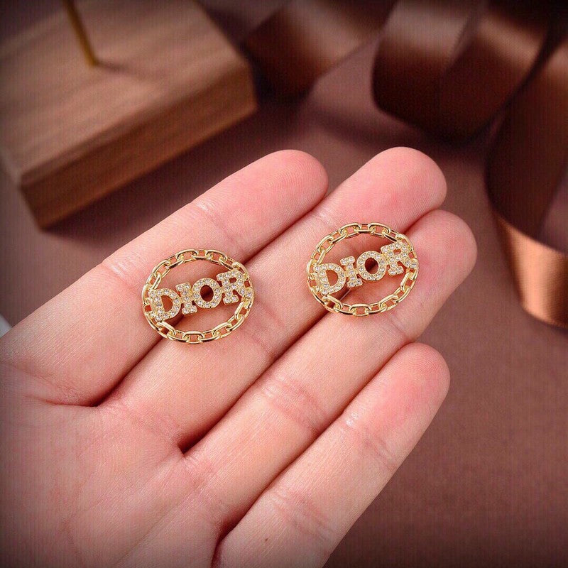 Dior Crystal 18K Gold Earrings