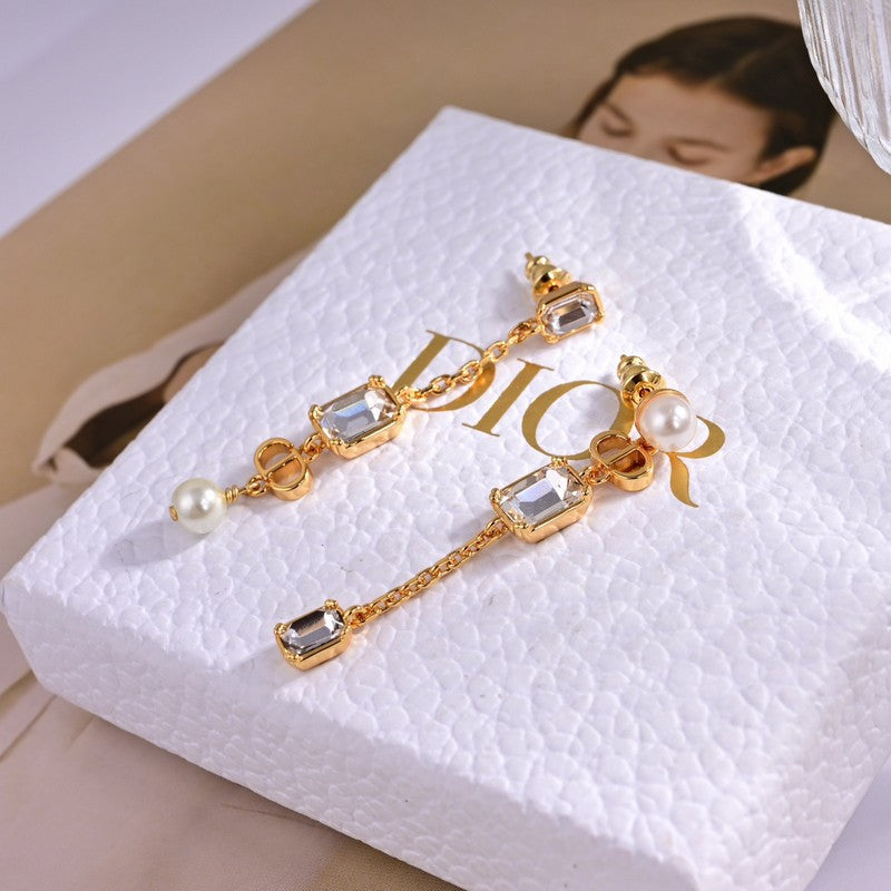 Dior Tribales Crystal 18K Gold Earrings