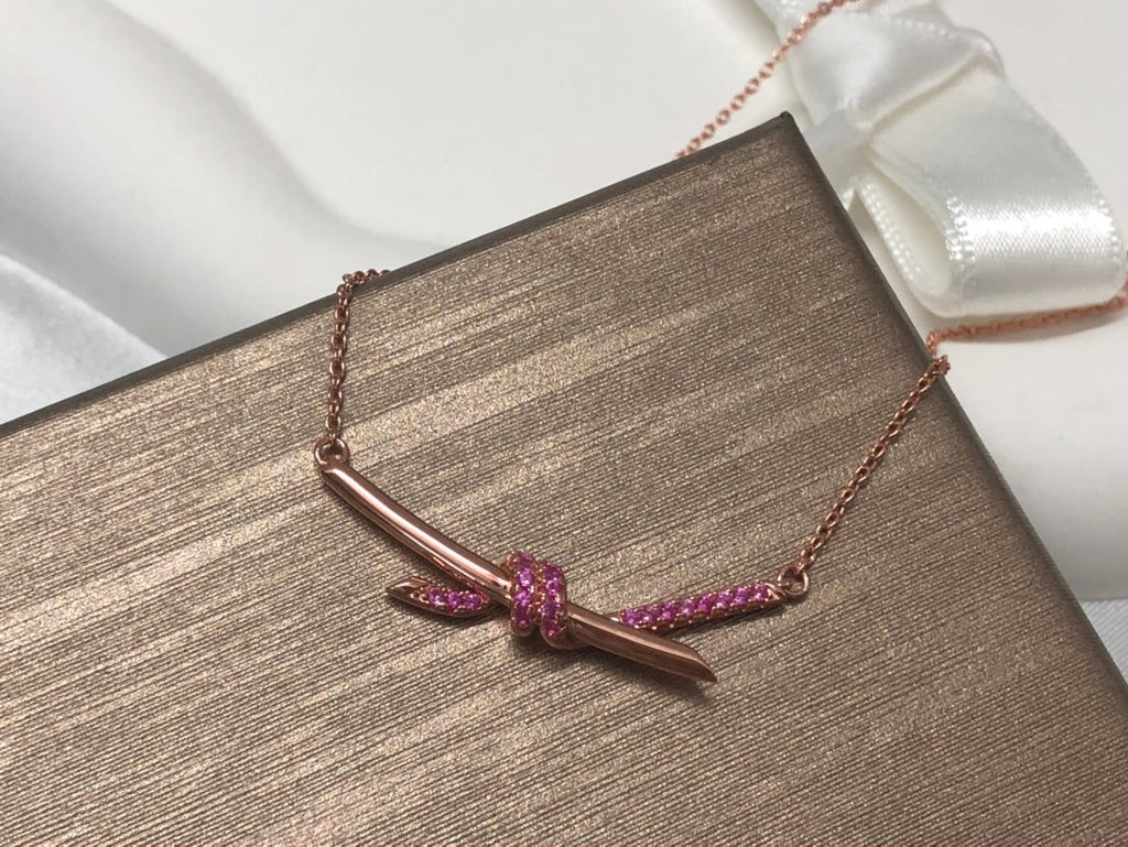Tiffany Knot Pendant Diamond 18K Gold Necklace