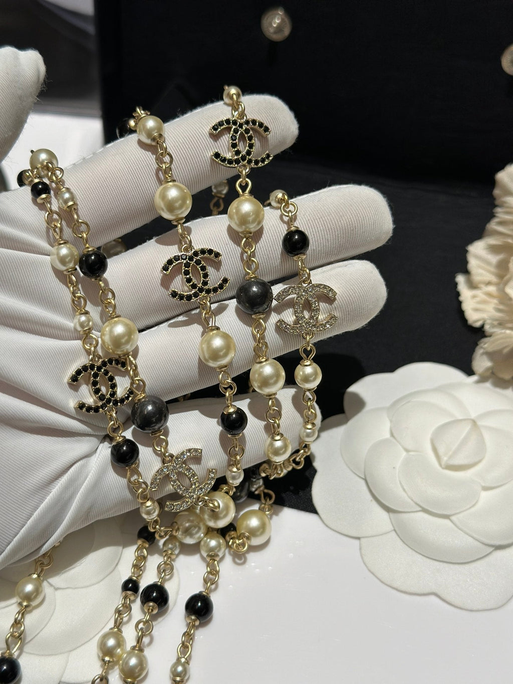 Chanel 24S Long Pearls 18K Gold Necklace