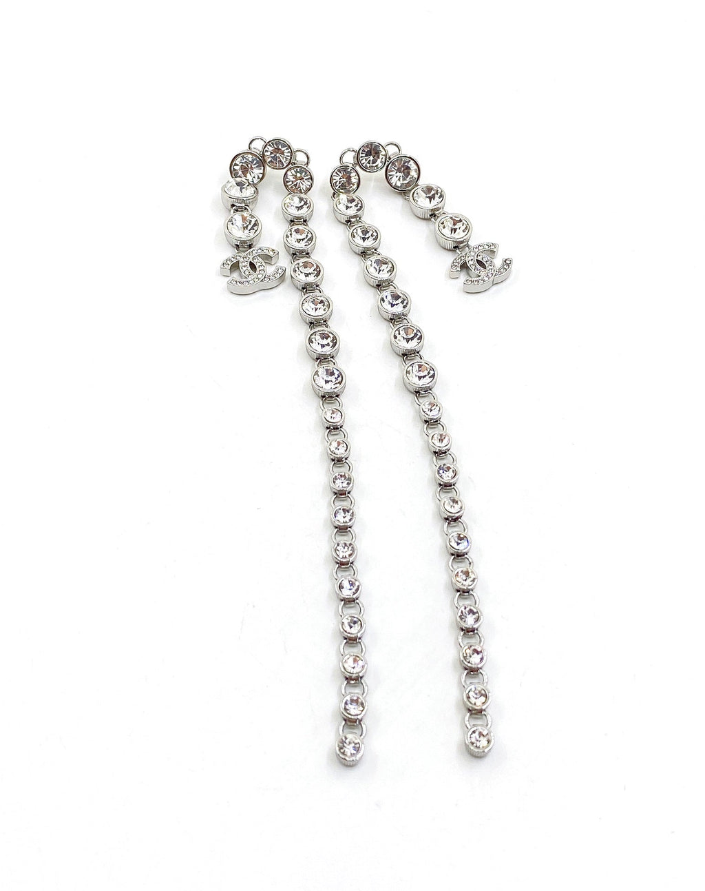 Chanel Long Crystal 18K Gold Earrings