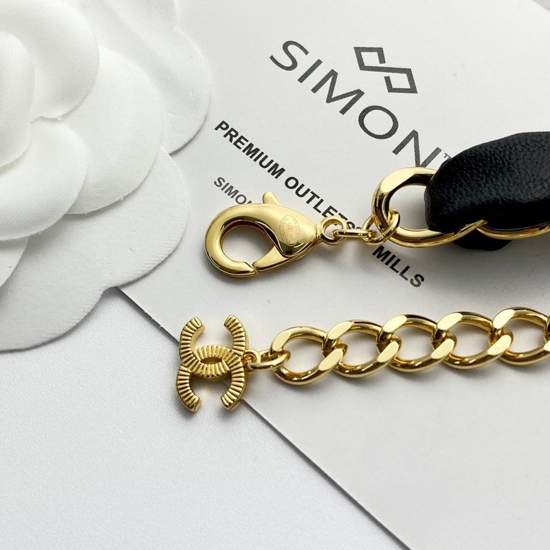 Chanel 2024 Leather 18K Gold Necklace