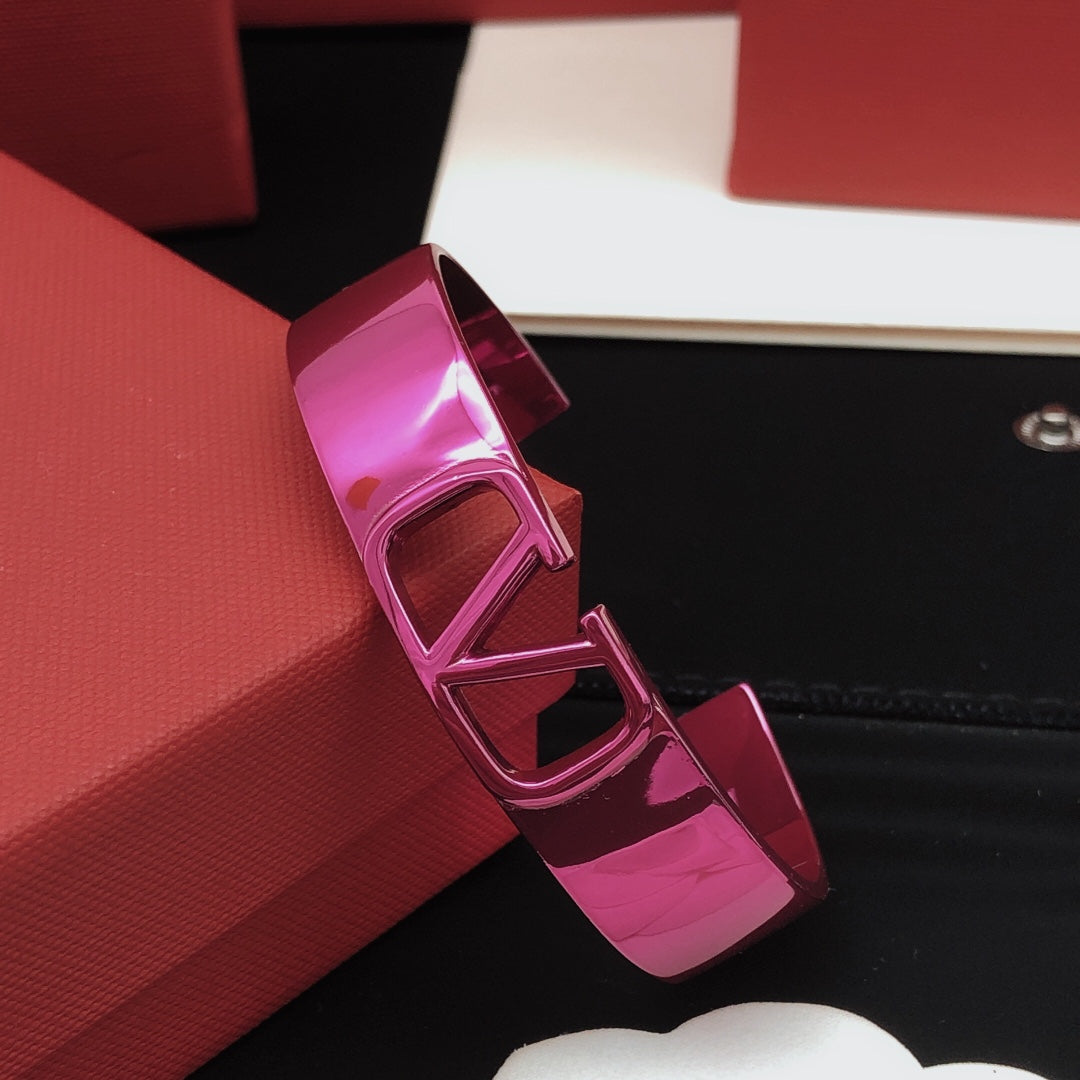 Valentino Pink Cuff 18K Gold Bracelet