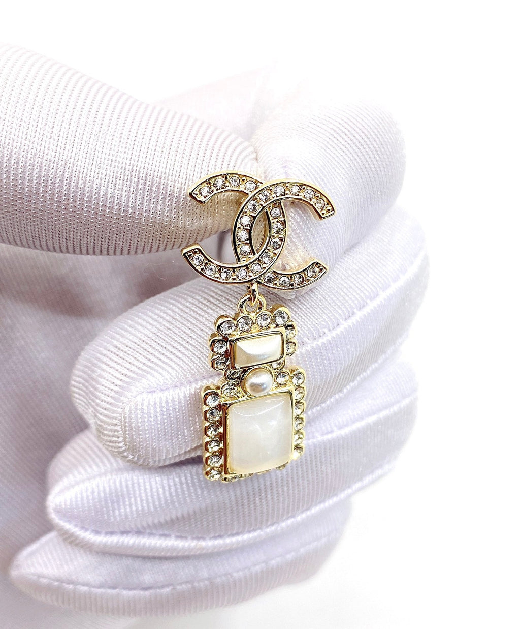 Chanel Perfume Bottle 18K Gold Earrings