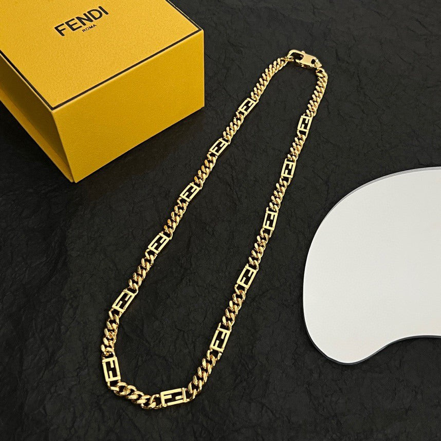 Fendi Baguette Chain 18K Gold Necklace