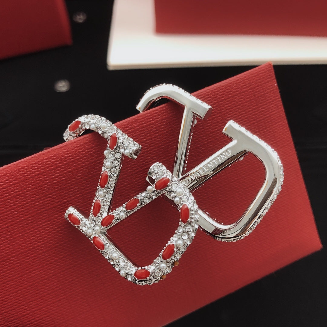 Valentino Red Crystal 18K Gold Earrings