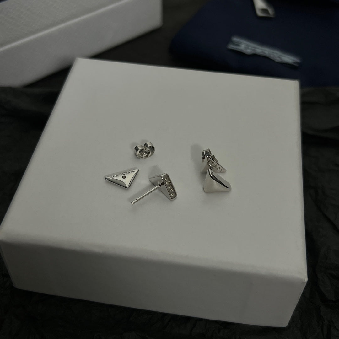 Prada Triangle 18K Gold Earrings