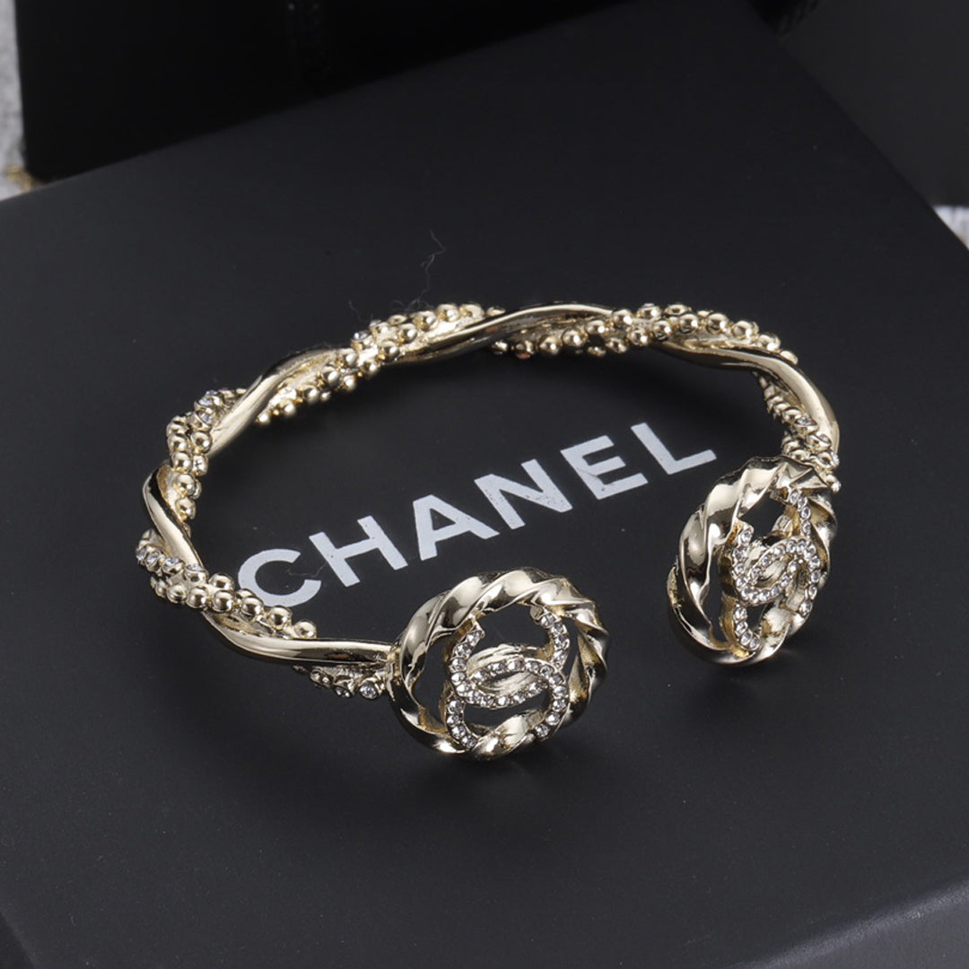 Chanel Double Open 18K Gold Bracelet