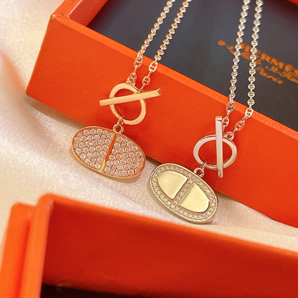 Hermes Chaine D'ancre Contour Pendant 18K Gold Necklace