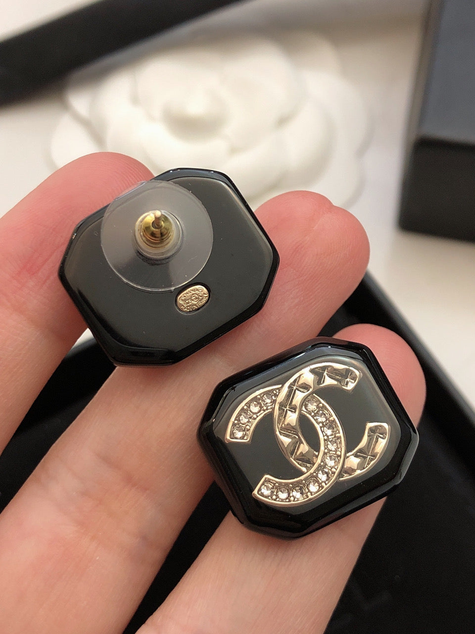 Chanel Resin 18K Gold Earrings