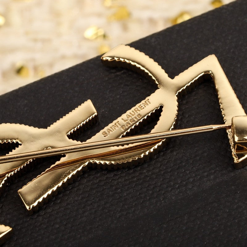 YSL Stripe Gold 18K Gold Brooch