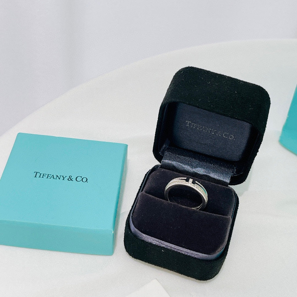 Tiffany Narrow Pave Diamond 18K Gold Ring