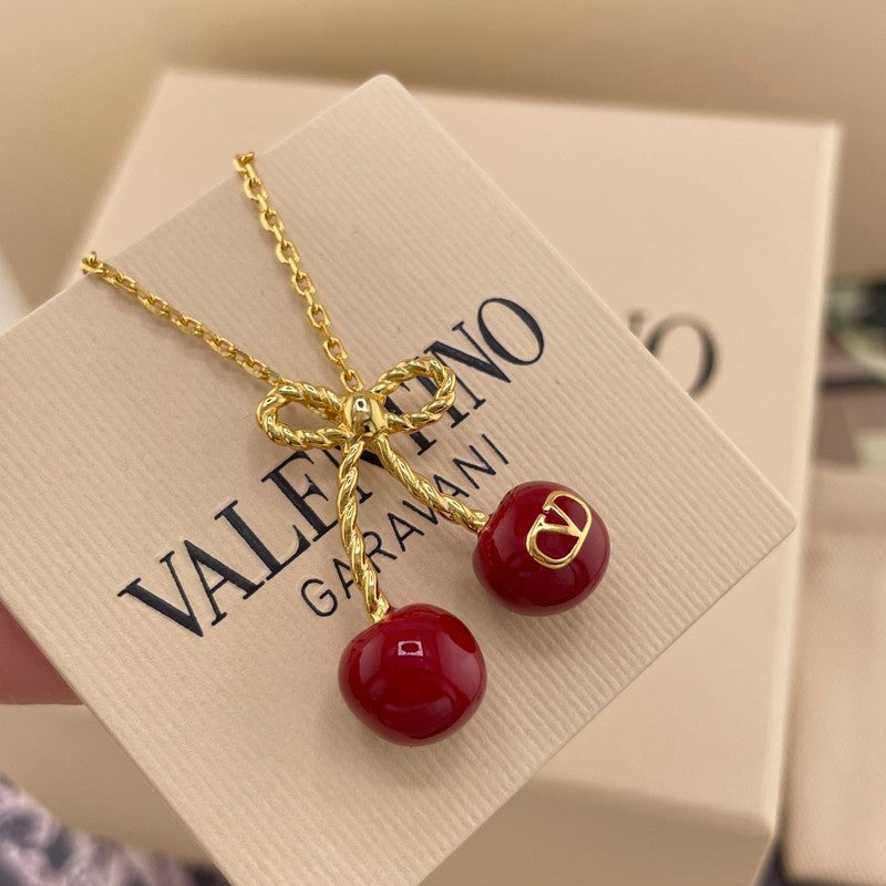 VLogo Red Cherry Gold 18K Gold Necklace