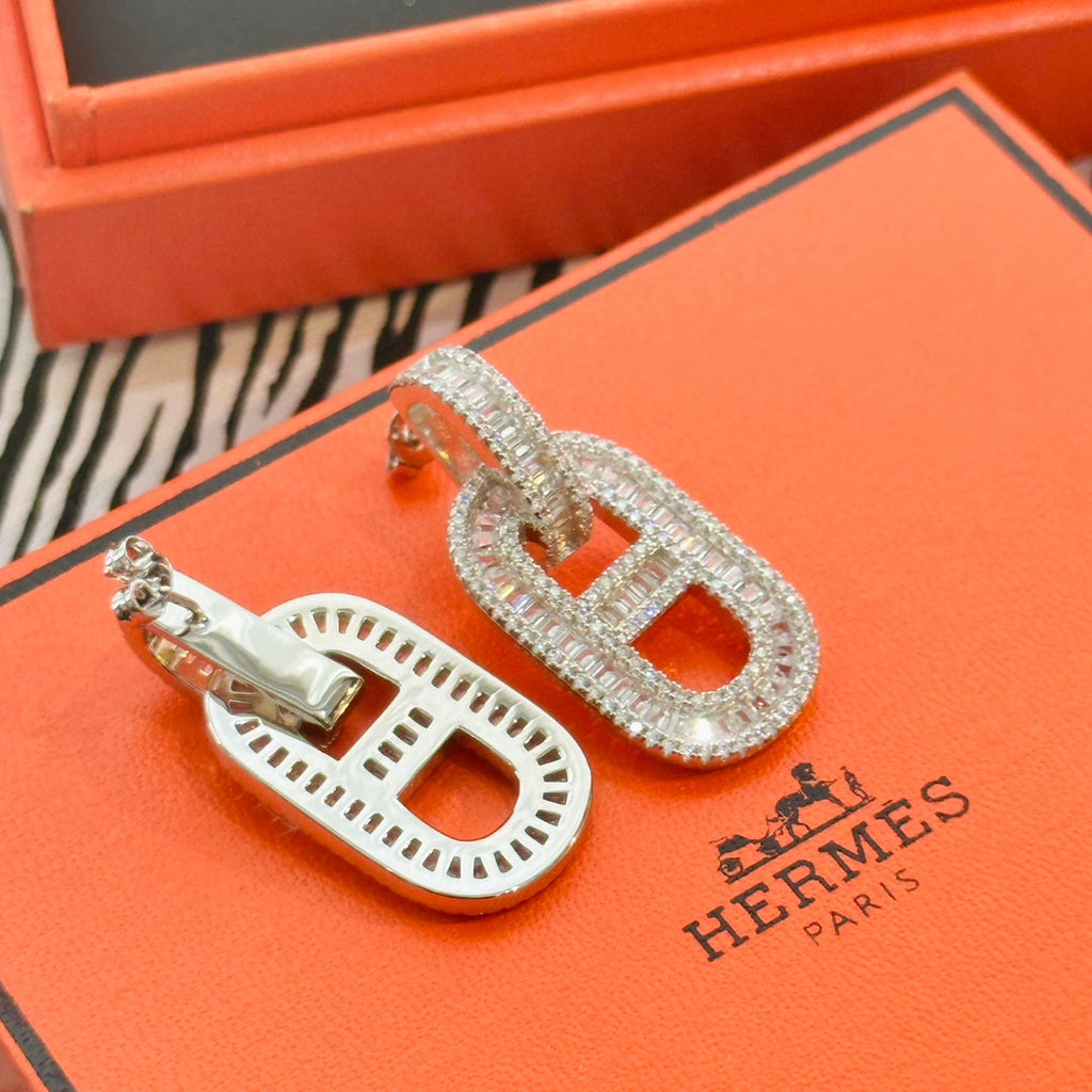 Hermes Diamonds 18K Gold Earrings
