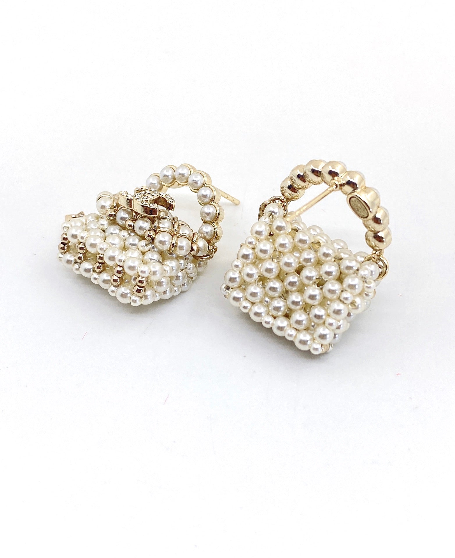 Chanel Small Bag Pearl 18K Gold Earrings