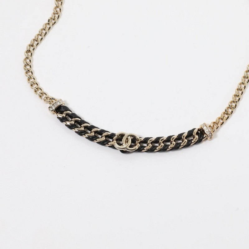 Chanel Vintage Gold Leather 18K Gold Necklace