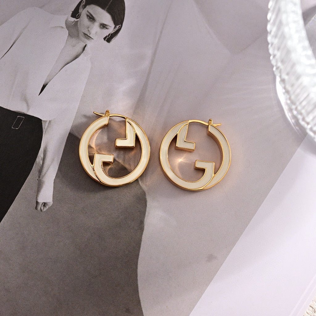 Gucci Double Pink Hollow 18K Gold Earrings