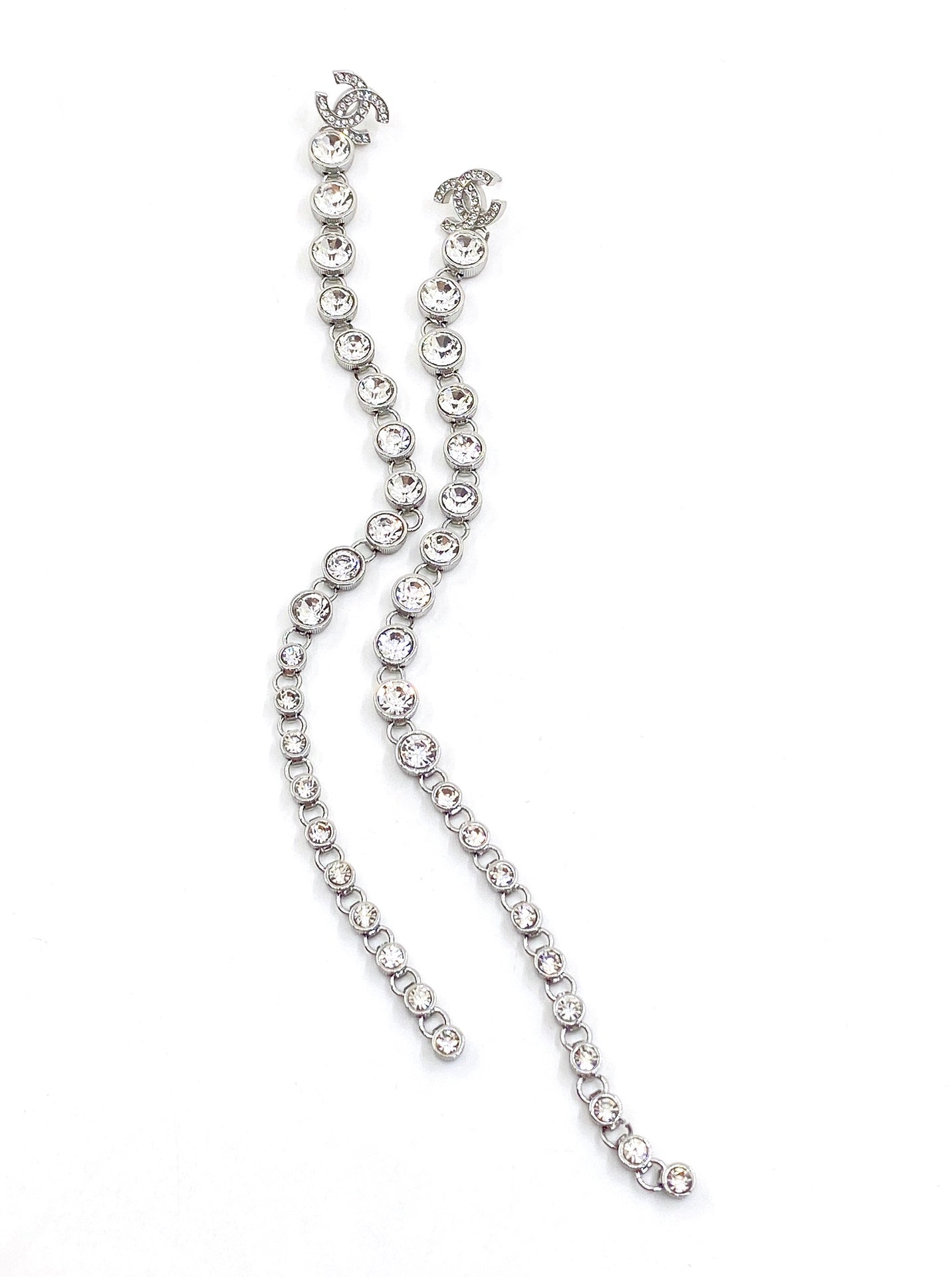Chanel Long Crystals 18K Gold Earrings