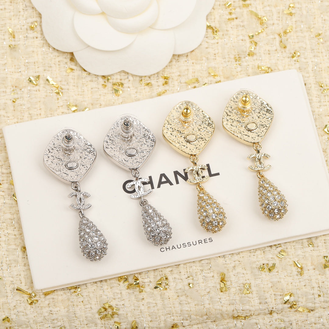 Chanel Cross Rhombus 18K Gold Earrings