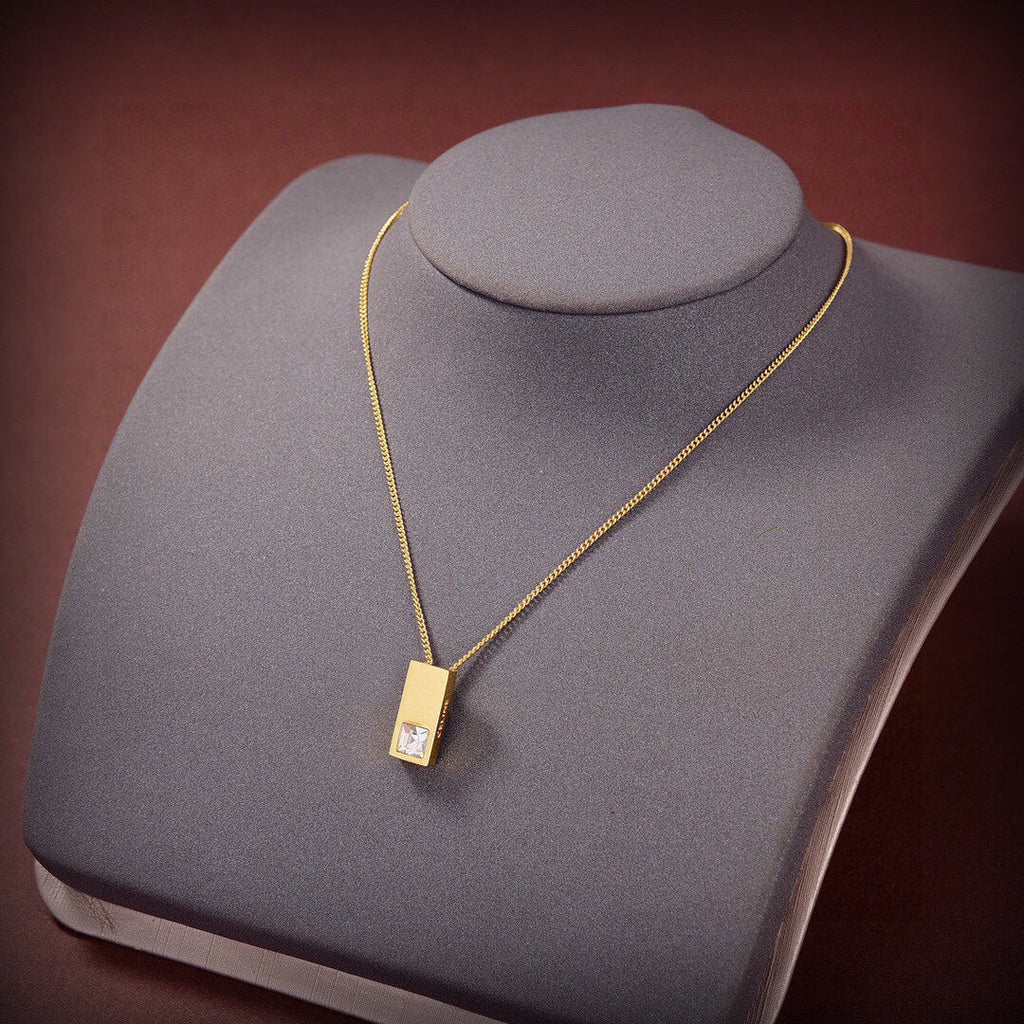 Celine Sentimental Double Square Diamond 18K Gold Necklace
