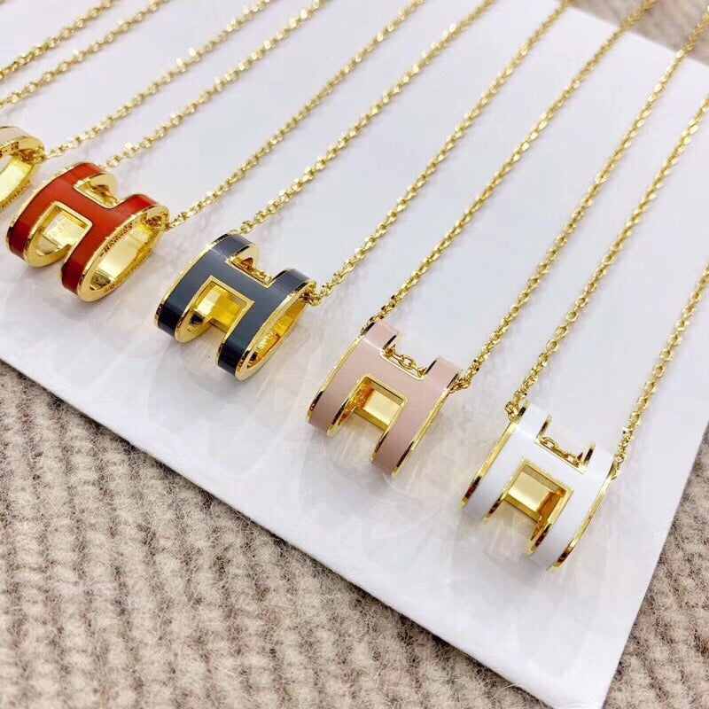 Hermes Mini Pop Pink 18K Gold Necklace