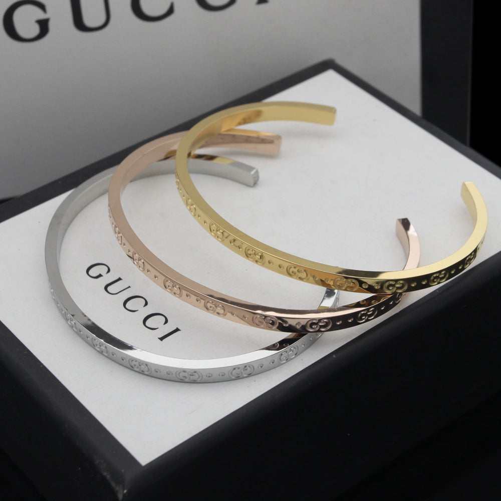Gucci Double Icon Open Cuff 18K Gold Bracelet