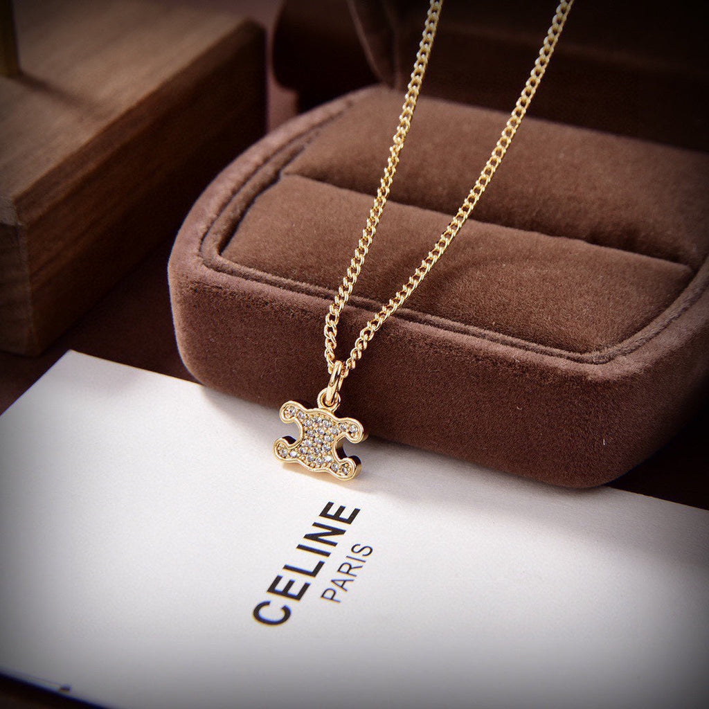 Celine Rhinestone 18K Gold Earrings