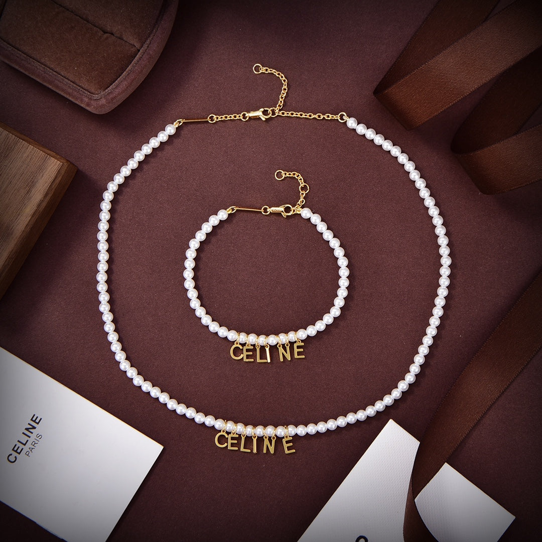 Celine Paris Pearl 18K Gold Necklace