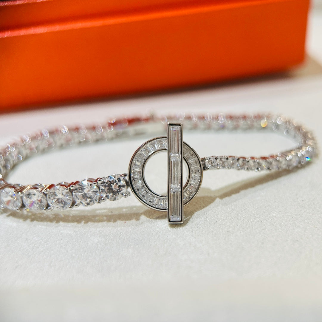 Hermes Finesse Link Diamond 18K Gold Bracelet