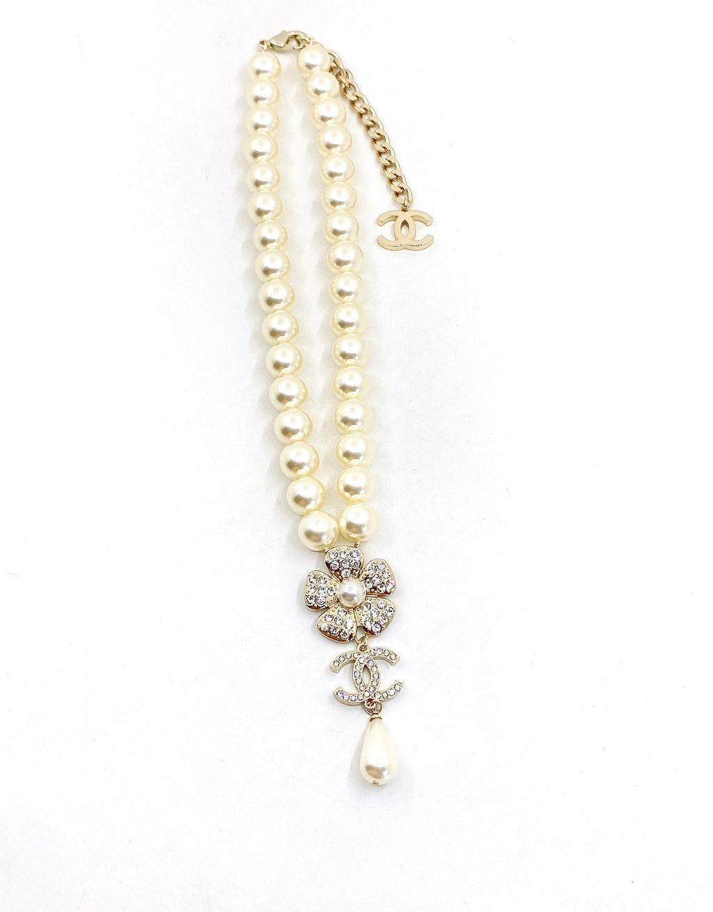 Chanel Pearls Chain Choker 18K Gold Necklace