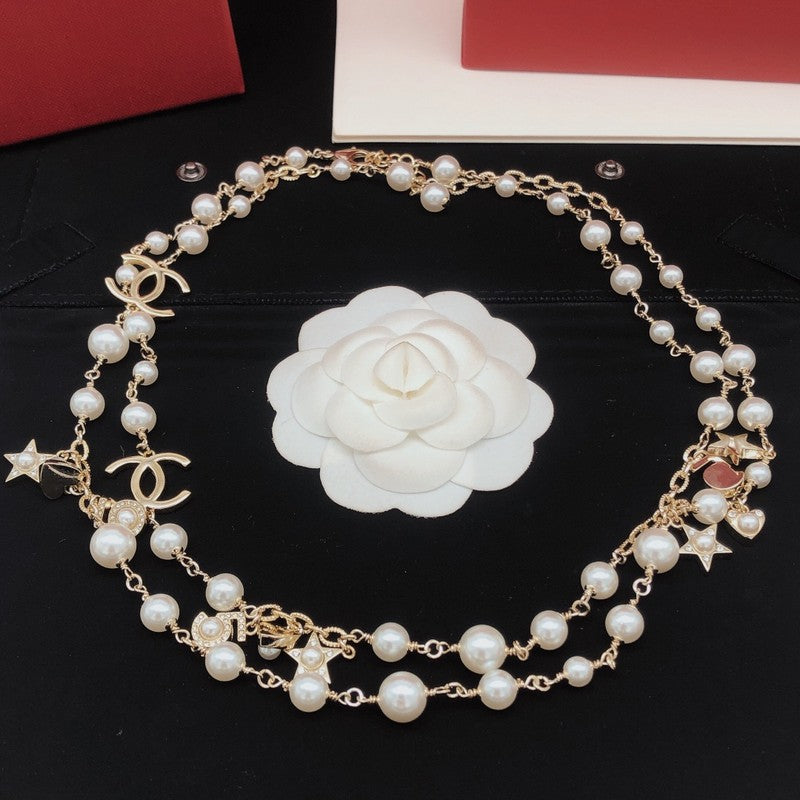 Chanel No.5 Star Long Pearl 18K Gold Necklace