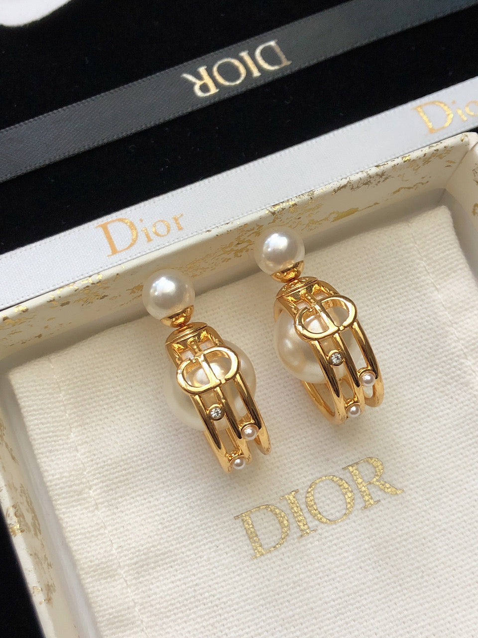 Dior D-Backstage 18K Gold Earrings