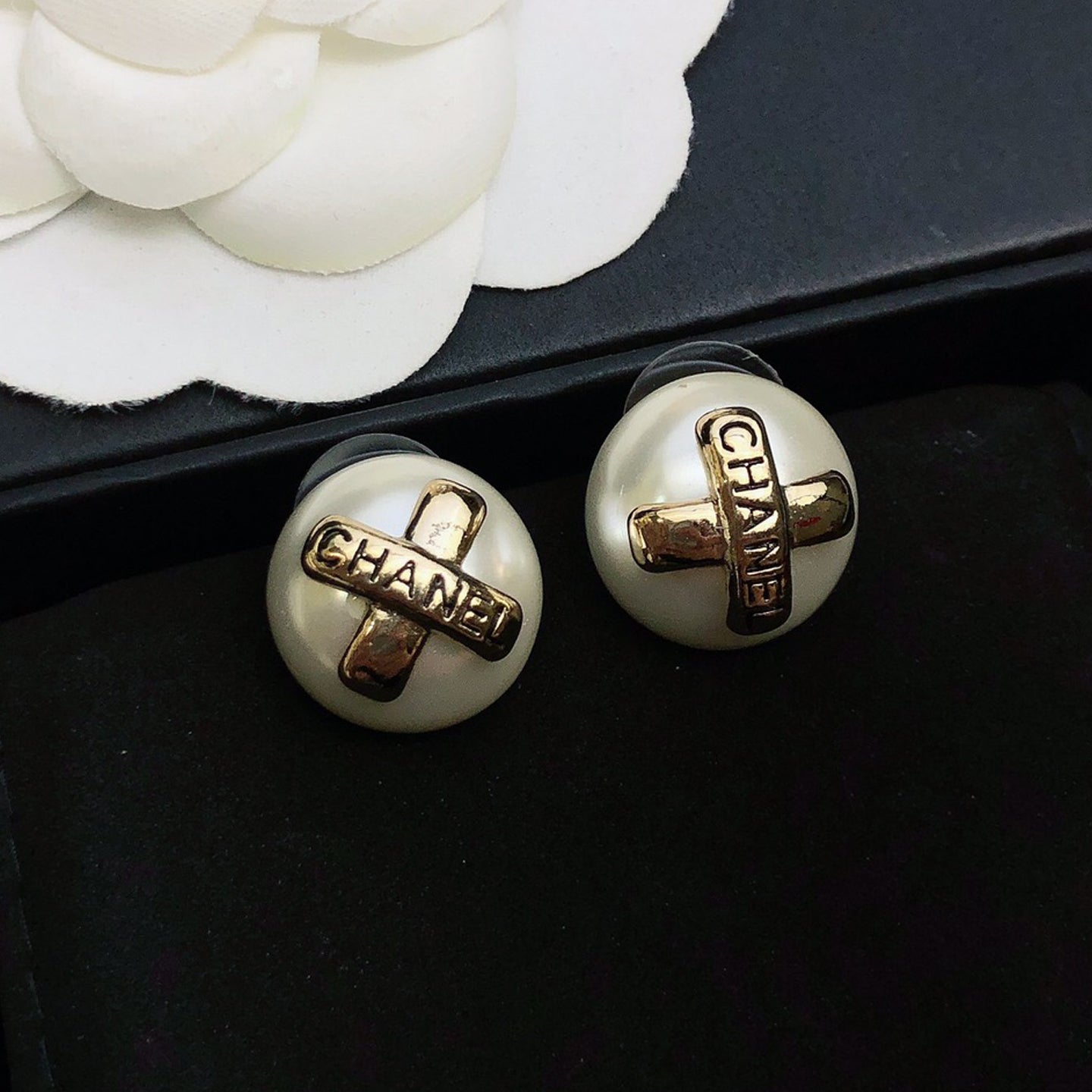 Chanel Pearl 18K Gold Earrings