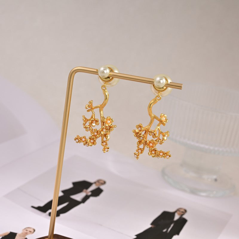 Dior Tribales Tree Clip 18K Gold Earrings