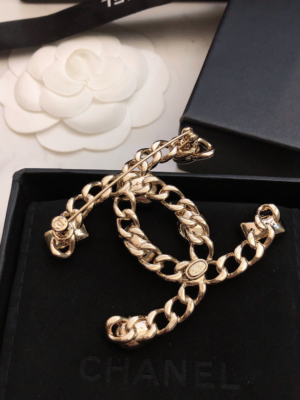 Chanel Crystals Strass 18K Gold Brooch