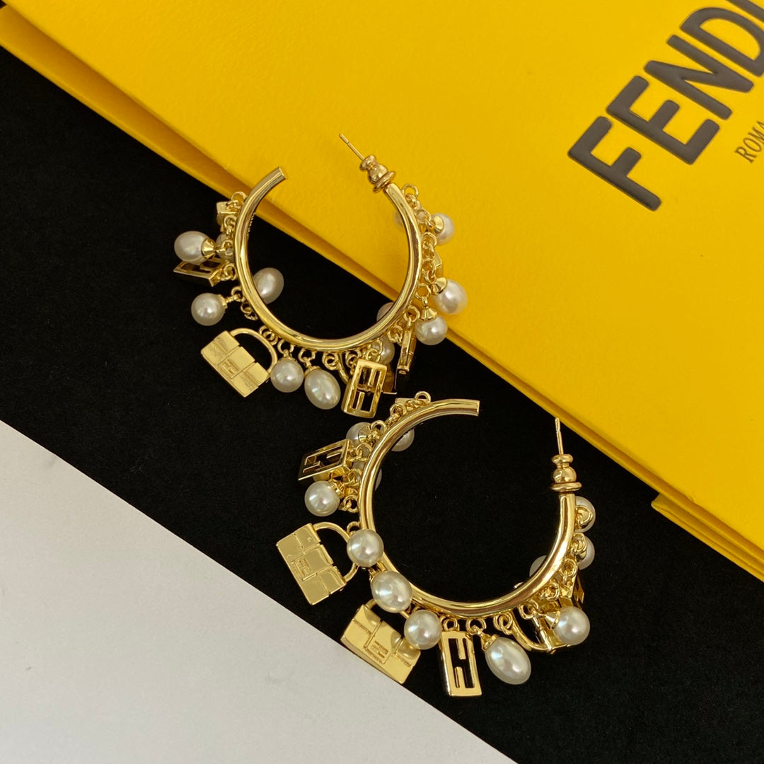 Fendi Pearls 18K Gold Earrings